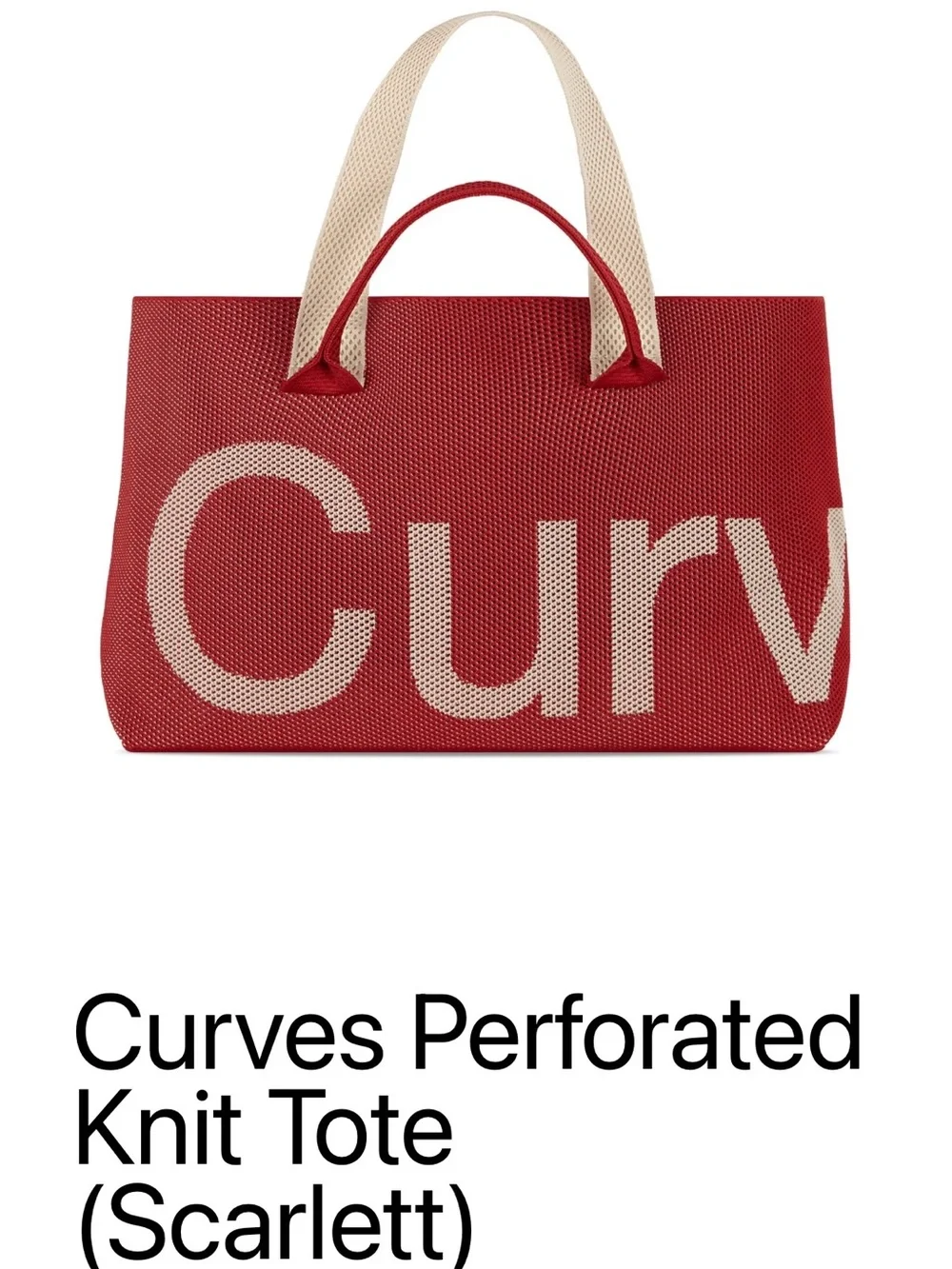 Perforated Knit Tote in Scarlett Red with Cream Handles